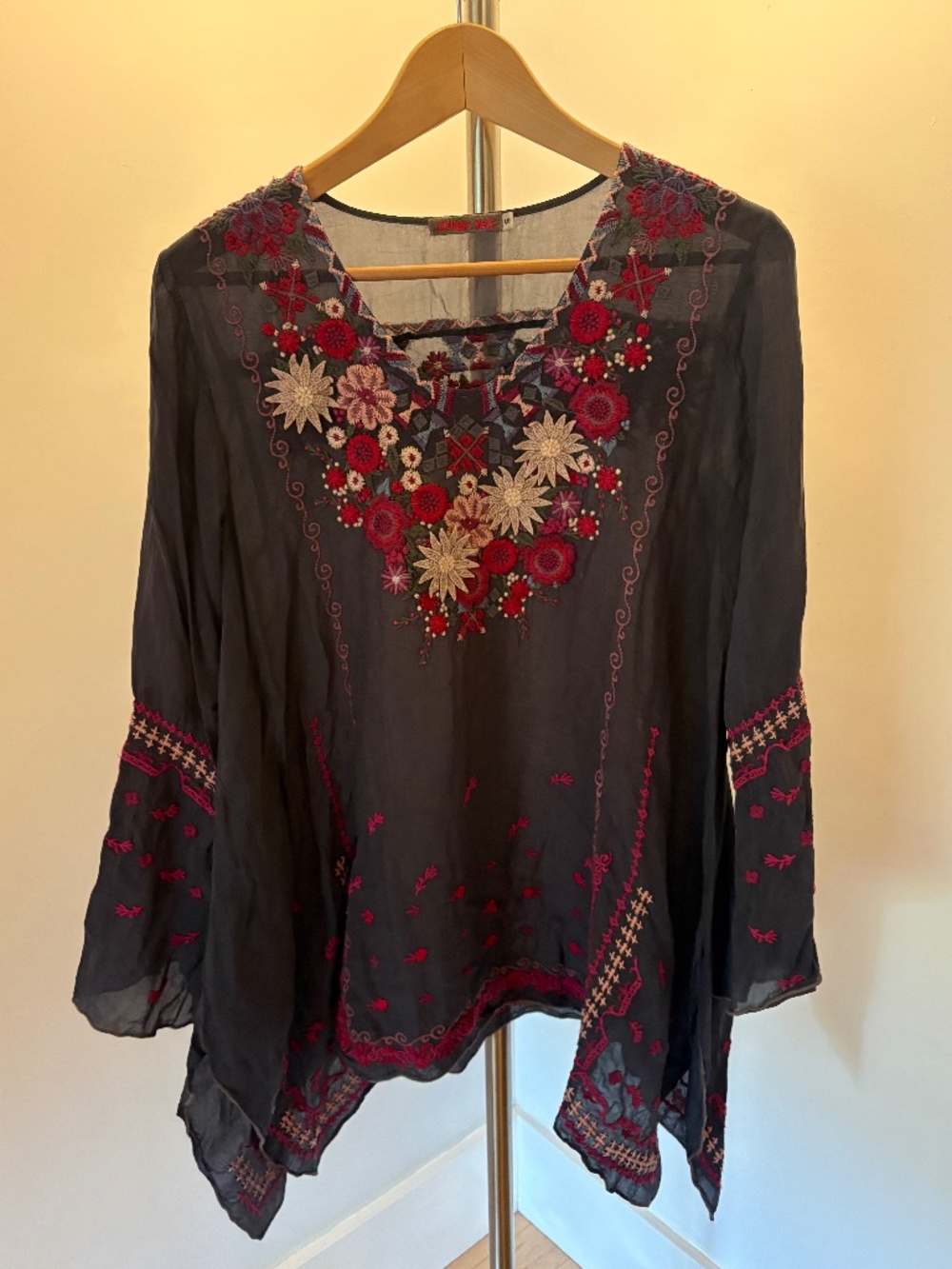 Johnny Was Embroidered Sheer Tunic